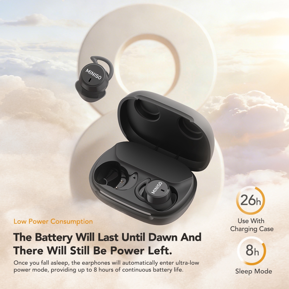 MINISO MS217 Tai nghe Bluetooth  Công nghệ AI dịch thuật 134 ngôn ngữ  Chống ồn chủ động ANC Hỗ trợ giấc ngủ  siêu nhẹ Âm thanh HiFi Chống nước IPX5 | BigBuy360 - bigbuy360.vn