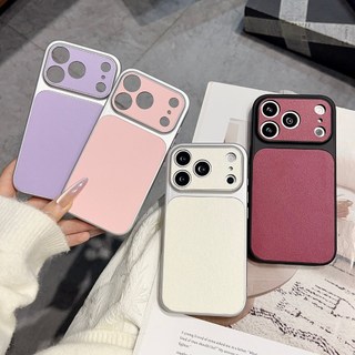 Ốp Điện Thoại Da Mạ Điện Ống Kính 17Pro Cho iPhone 17Promax 12 13 14 15 16 Pro Max 11 Vỏ Di Động Nữ Chống Sốc