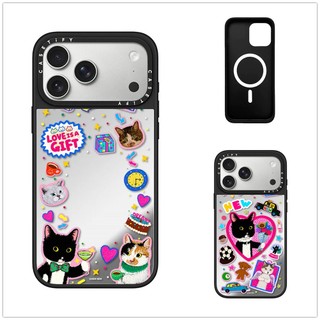 Từ Tính Không Dây Cho iPhone 17 16 15 14 13 12 11 Pro Max Plus Trái Tim Vui Nhộn Mèo Đen Cạnh Cứng Ốp điện thoại Khắc Logo