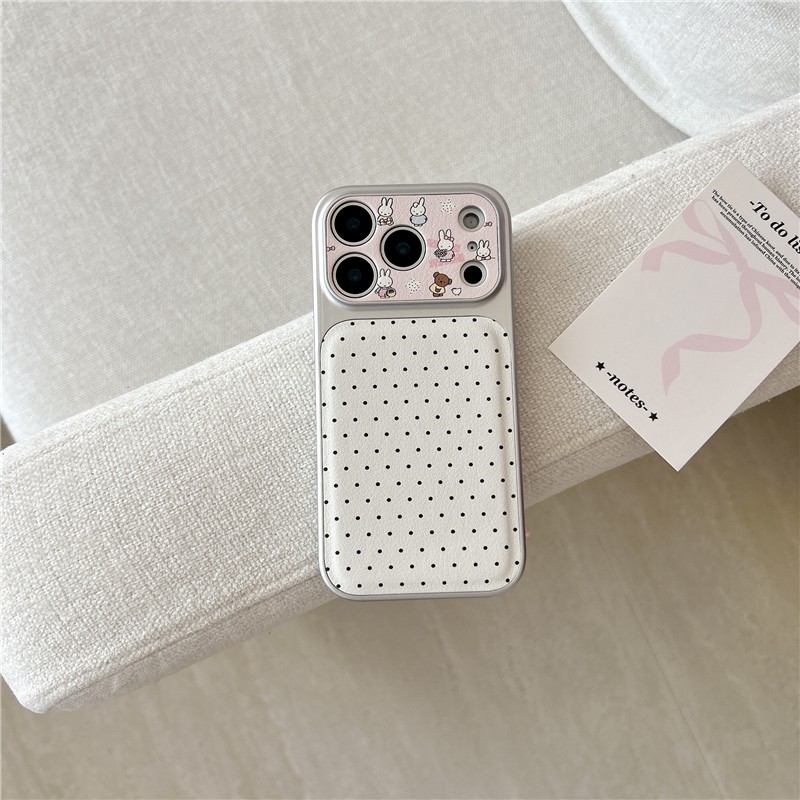 Ốp điện thoại chất liệu PU hình thỏ chấm bi cho iPhone 17 ProMax
