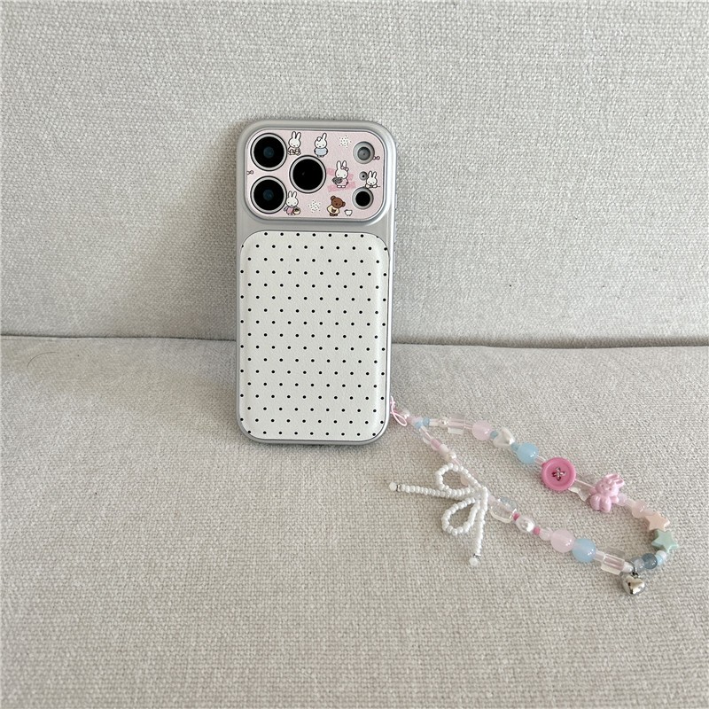 Ốp điện thoại chất liệu PU hình thỏ chấm bi cho iPhone 17 ProMax