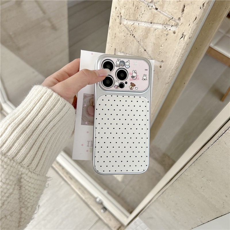 Ốp điện thoại chất liệu PU hình thỏ chấm bi cho iPhone 17 ProMax