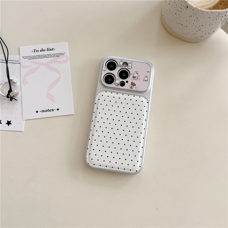 Ốp điện thoại chất liệu PU hình thỏ chấm bi cho iPhone 17 ProMax