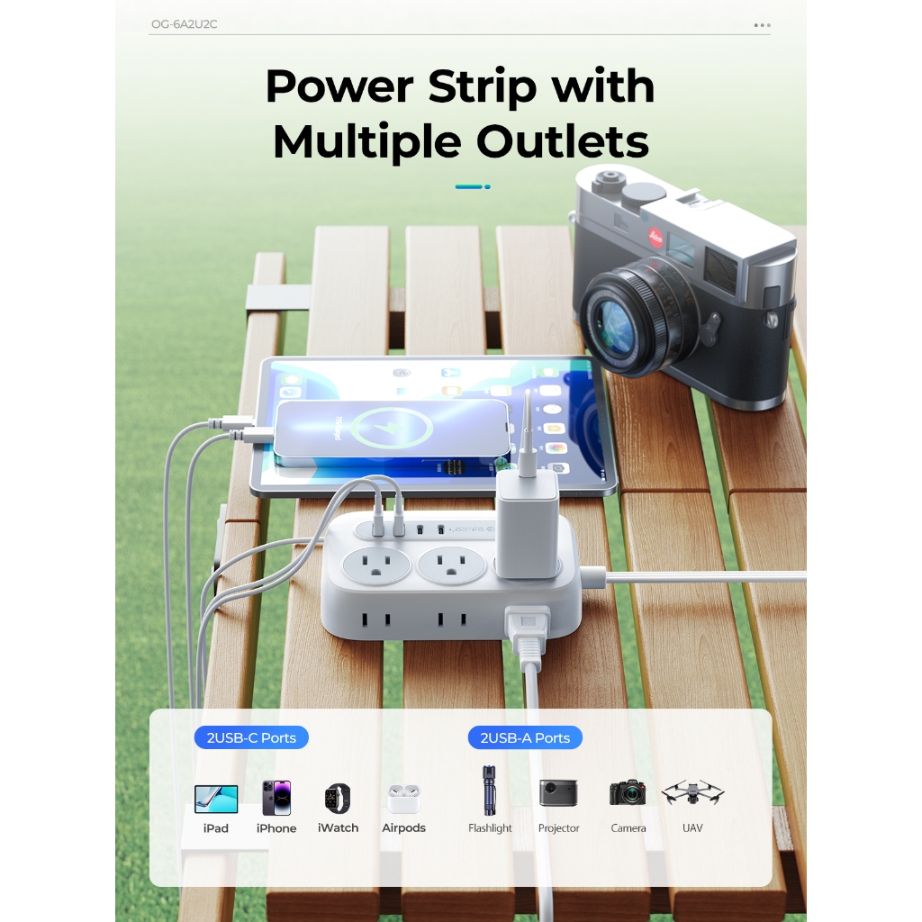 ORICO US Plug - Dây nối dài 1,5M / 3M / 4.6M có ổ cắm nguồn USB Ổ cắm đa phích cắm (OG-US)