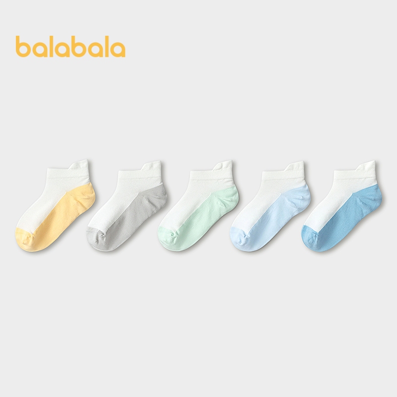 Balabala 2026 Mùa Hè Mới Trẻ Em Lưới Thoáng Khí Thoải Mái Thuyền Tất Năm Đôi Gói Tất Cắt Thấp Cho Trẻ Em Bé Trai Bé Gái Trường Học Hàng Ngày Thể Thao Thường Ngày Chơi Lưới Thuyền Tất
