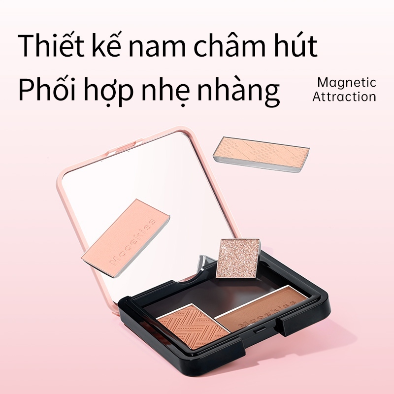 [LIVE Combo 4] Mooekiss Trọn bộ mỹ phẩm trang điểm Son bóng, Phấn má hồng, Phấn mắt năm màu, Bảng viền