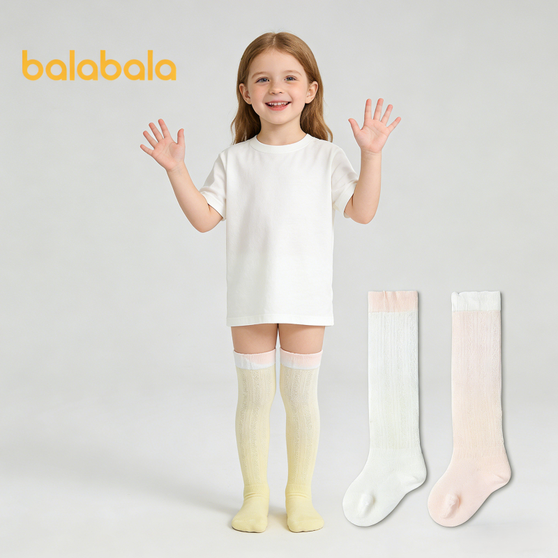 Balabala 2026 Mùa Hè Mới Cho Bé Lưới Thoáng Khí Thoải Mái Đầu Gối Cao Tất Dài Mềm Dài Tất Cho Bé Trai Bé Gái Mặc Hàng Ngày Trang Phục Chơi Tại Nhà Tất Dài