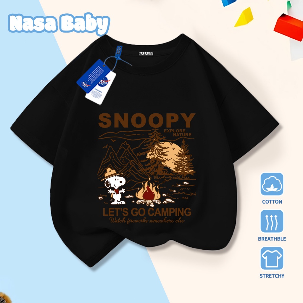NASA Pure Cotton Tay Ngắn 2026 Phong Cách Mới Trẻ Em Tay Ngắn Mềm Mại Thoải Mái Thời Trang Cắm Trại Họa Tiết
