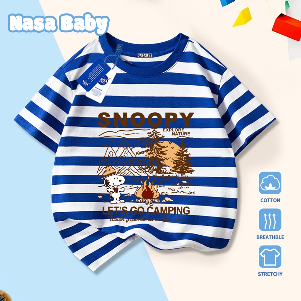 NASA Pure Cotton Tay Ngắn 2026 Phong Cách Mới Trẻ Em Tay Ngắn Mềm Mại Thoải Mái Thời Trang Cắm Trại Họa Tiết