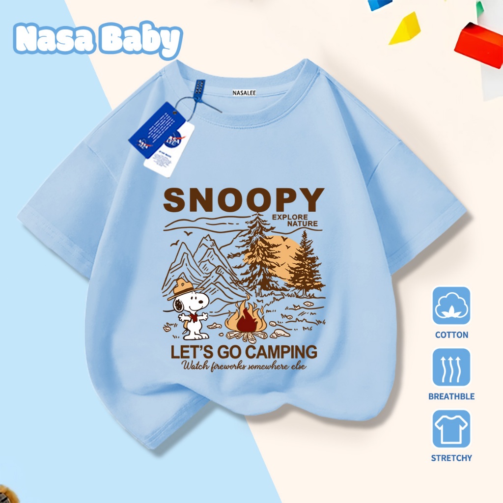 NASA Pure Cotton Tay Ngắn 2026 Phong Cách Mới Trẻ Em Tay Ngắn Mềm Mại Thoải Mái Thời Trang Cắm Trại Họa Tiết