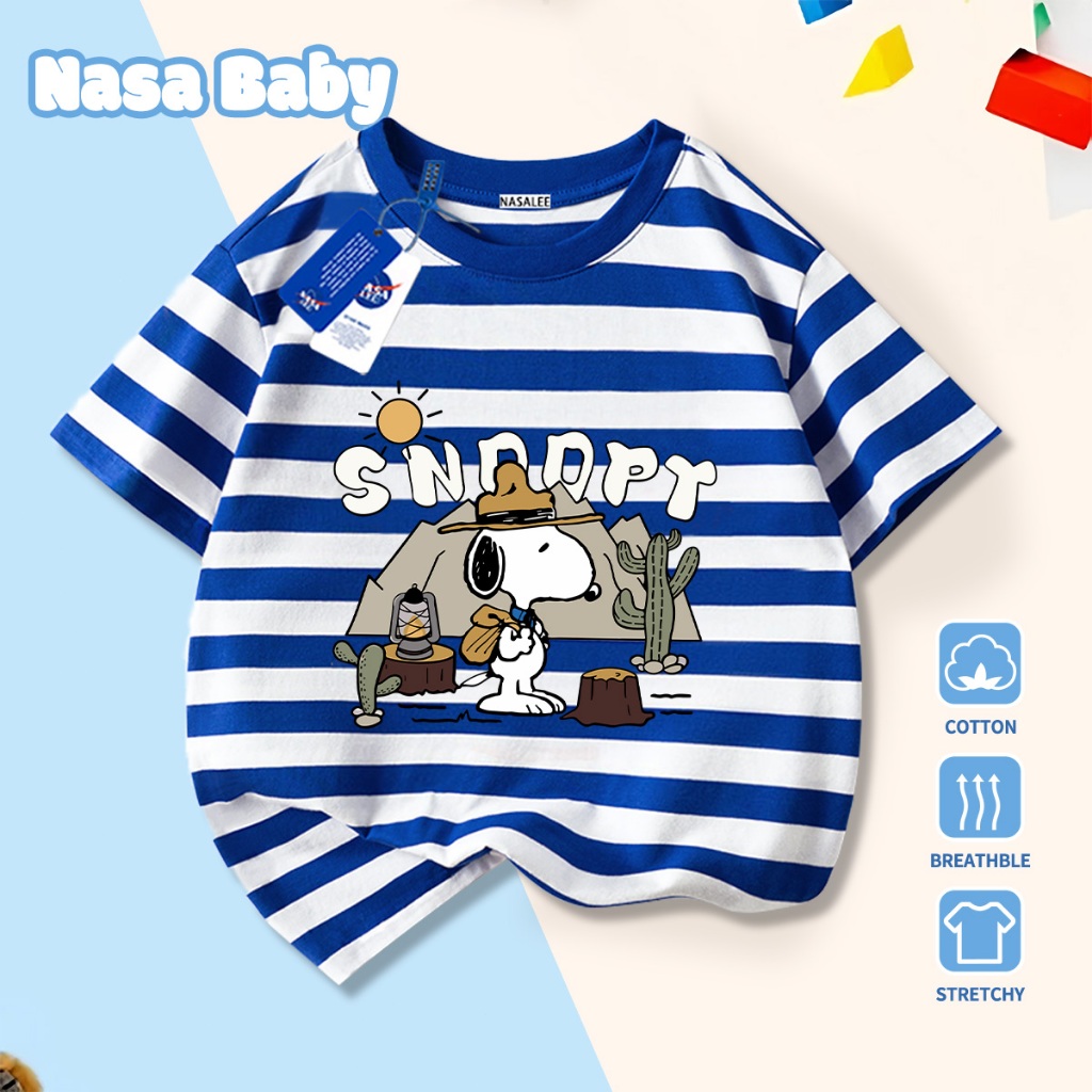 NASA Pure Cotton Tay Ngắn 2026 Phong Cách Mới Trẻ Em Tay Ngắn Mềm Mại Thoải Mái Thời Trang Họa Tiết Snoopy