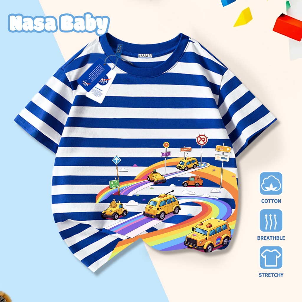 NASA Pure Cotton Tay Ngắn 2026 Phong Cách Mới Trẻ Em Tay Ngắn Mềm Mại Thoải Mái Thời Trang Năm Ngựa Họa Tiết