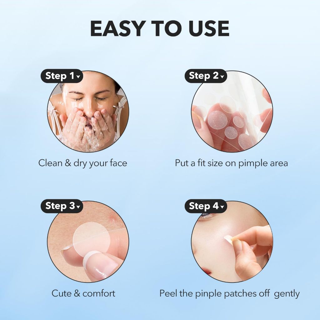Miếng dán Hydrocolloid QUSTERE che mụn vô hình, chống thấm nước, bảo vệ da, phù hợp hầu hết loại da