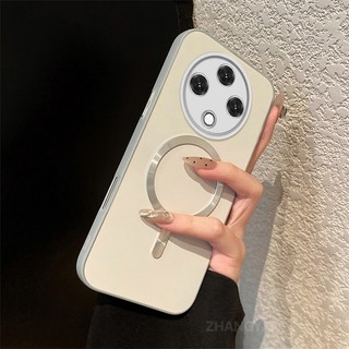 Ốp Lưng Cho POCO C75 Cao Cấp Màu Silicon Chống Rơi Da Cảm Giác Vỏ Điện Thoại Kim Loại Thẩm Mỹ Vòng Từ Tính Thiết Kế Mới