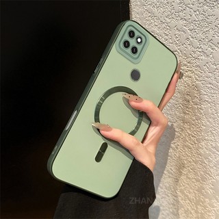 Ốp Lưng Cho Realme C12 c25 c25s narzo 30A Cao Cấp Silicon Màu Chống Rơi Da Cảm Giác Vỏ Điện Thoại Kim Loại Thẩm Mỹ Vòng Từ Tính Thiết Kế Mới