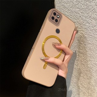 Ốp Lưng Cho Realme C12 c25 c25s narzo 30A Cao Cấp Silicon Màu Chống Rơi Da Cảm Giác Vỏ Điện Thoại Kim Loại Thẩm Mỹ Vòng Từ Tính Thiết Kế Mới