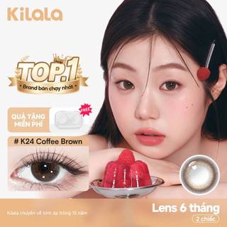 【Deal ưu đãi】Kính áp tròng Kilala màu nâu K24 Coffee Brown lens cận 6 tháng DIA 14.2mm có độ (0-8) 1 cặp