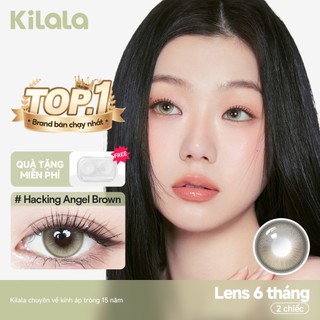 Kính áp tròng Kilala màu nâu Hacking Angel Brown lens cận 6 tháng DIA 14.2mm có độ (0-8) 1 cặp