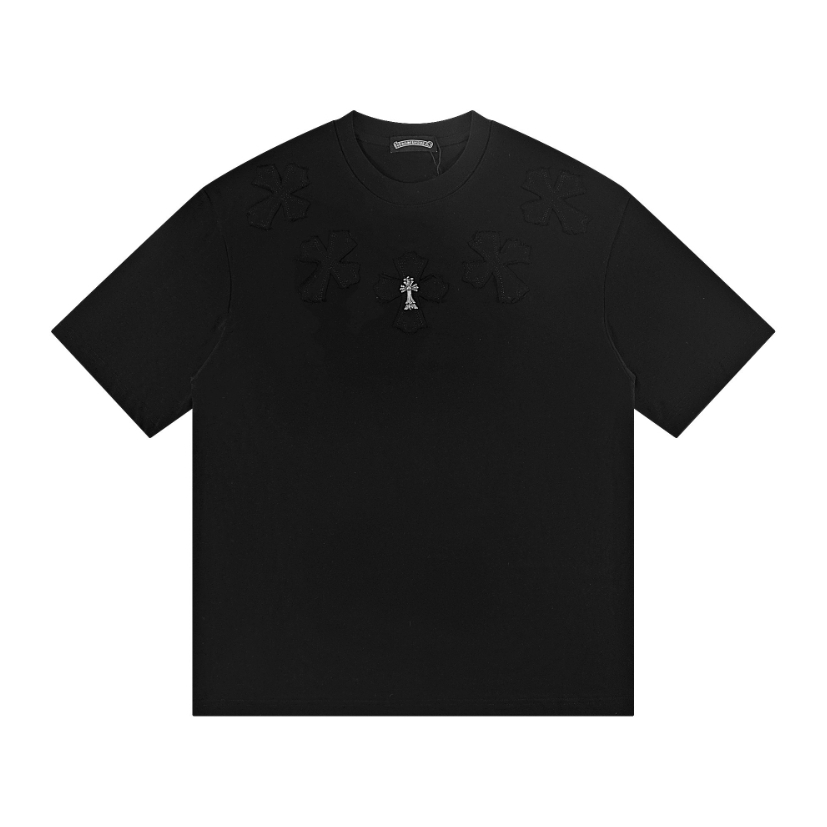Mùa Xuân-Hè Áo Thun Cổ Điển Logo & Thiết Kế Chữ Thập, Cotton Nguyên Chất Cho Nam Nữ