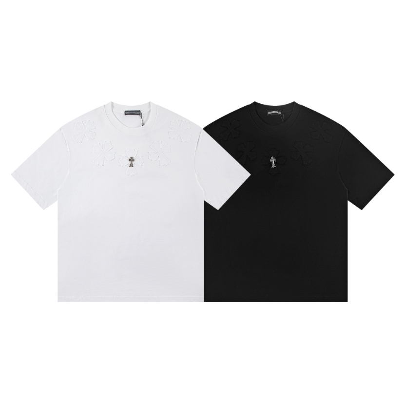 Mùa Xuân-Hè Áo Thun Cổ Điển Logo & Thiết Kế Chữ Thập, Cotton Nguyên Chất Cho Nam Nữ