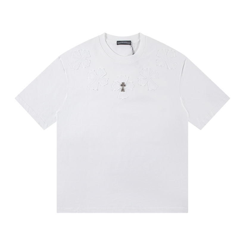 Mùa Xuân-Hè Áo Thun Cổ Điển Logo & Thiết Kế Chữ Thập, Cotton Nguyên Chất Cho Nam Nữ