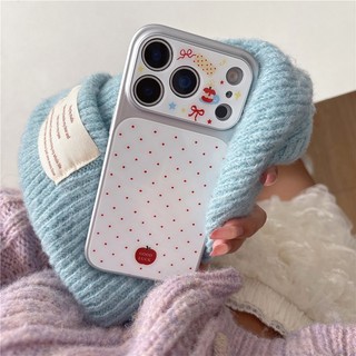 Ốp điện thoại PU materia họa tiết trái cây chấm bi cho iPhone 17 Pro max 16 Pro max