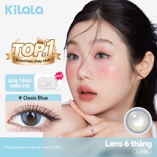 Kính áp tròng Kilala màu lam Oasis Blue lens cận 6 tháng DIA 14.2mm có độ (0-8) 1 cặp