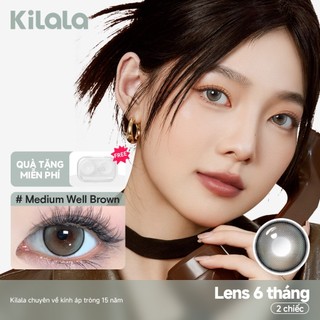 【Deal ưu đãi】Kính áp tròng Kilala màu nâu Medium Well Brown lens cận 6 tháng DIA 14.2mm có độ (0-8) 1 cặp