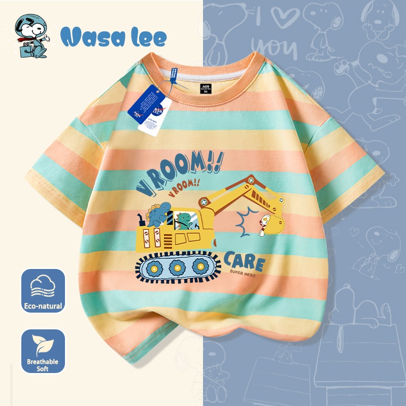 Áo thun trẻ em NASA, 100% cotton, hình ô tô hoạt hình, áo thun nam trẻ em thoải mái thoáng khí chất lượng cao.