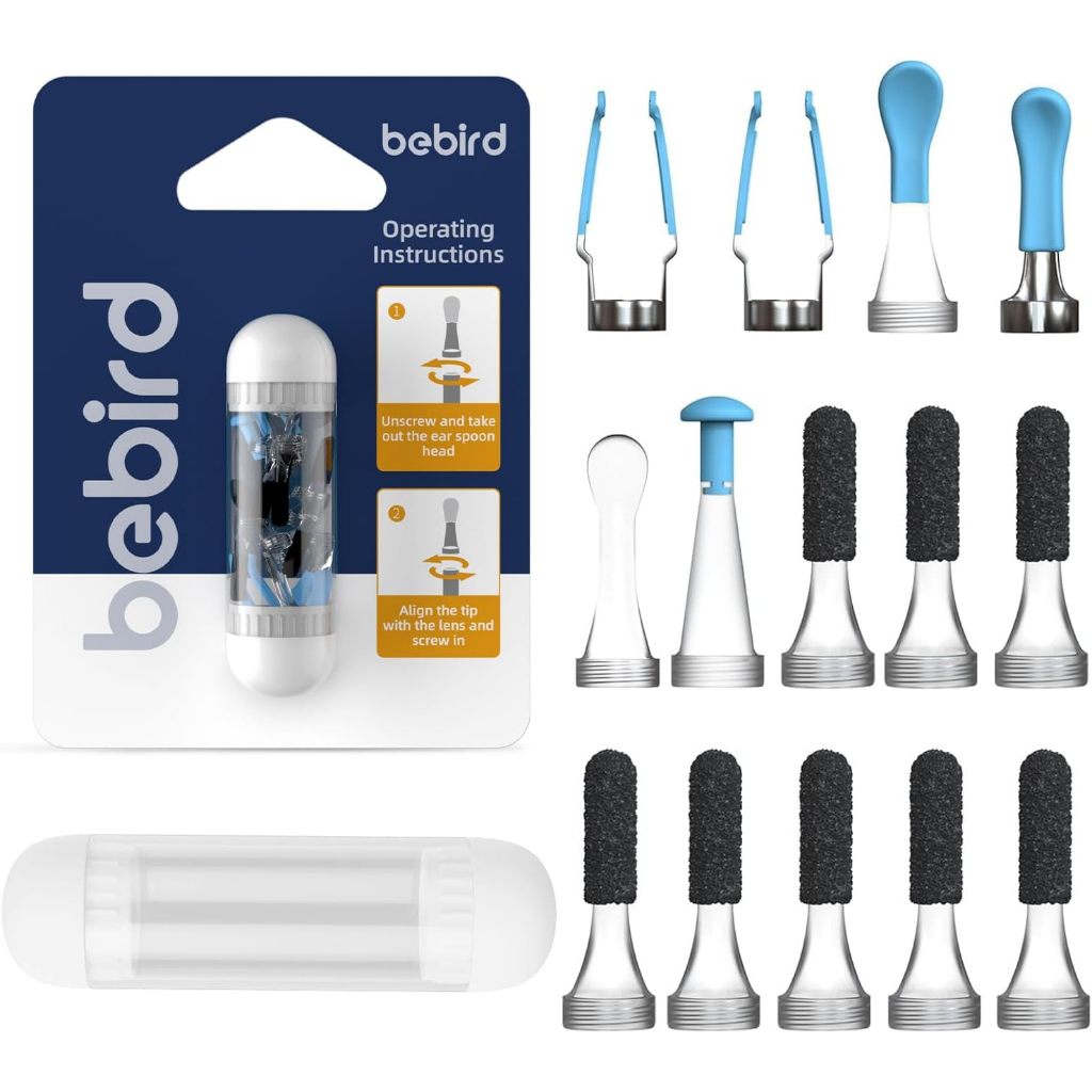 Bộ phụ kiện Bebird chính hãng Tương thích với BEBIRD Earsight Plus / R1 / R3 / X3 / T15 - Đầu thay thế để làm sạch sáp ướt / khô