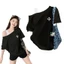 Áo thun nữ màu trắng dáng rộng style Hàn Quốc