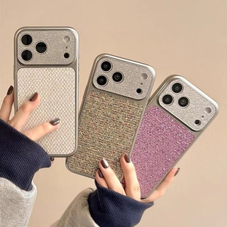 Sang Trọng Lấp Lánh Bảo Vệ Ống Kính Mạ Kẻ Sọc Sequin Vỏ Điện Thoại Cho iPhone 17Promax 17pro 14 15 16 Pro Max 13 Vỏ Di Động Nữ Chống Sốc