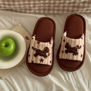 XIXITIAO Cotton Vải Lanh Dép Thêu Ngựa Mùa Xuân Mùa Hè Nhà Đế Mềm Nam Nữ