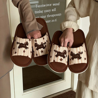 XIXITIAO Cotton Vải Lanh Dép Thêu Ngựa Mùa Xuân Mùa Hè Nhà Đế Mềm Nam Nữ