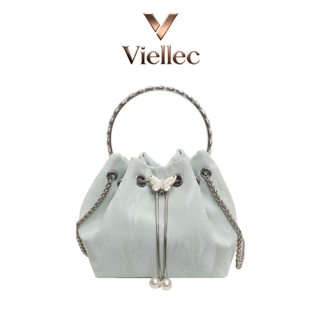 Viellec Túi Xách Mềm Da Tinh Tế Bướm Khóa Phong Cách Ánh Sáng Đeo Xích Phù Hợp Đi Lại