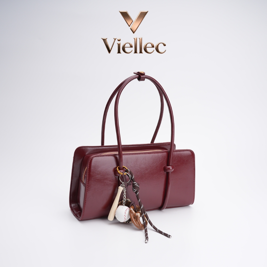 Viellec Túi xách nữ Đỏ  2026 Phong Cách Mới Phong Cách Retro Phù Hợp Với Tất Cả Trận Đấu Sử Dụng Hàng Ngày Mặt Dây Chuyền Miễn Phí