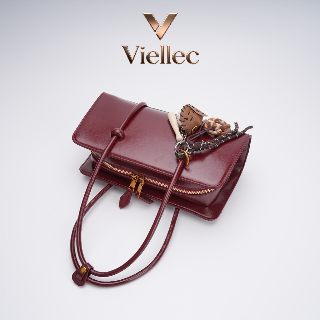 Viellec Túi xách nữ Đỏ  2026 Phong Cách Mới Phong Cách Retro Phù Hợp Với Tất Cả Trận Đấu Sử Dụng Hàng Ngày Mặt Dây Chuyền Miễn Phí
