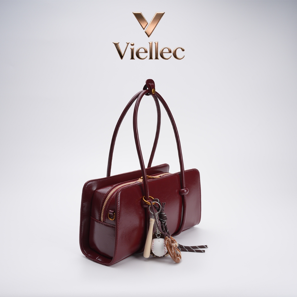 Viellec Túi xách nữ Đỏ  2026 Phong Cách Mới Phong Cách Retro Phù Hợp Với Tất Cả Trận Đấu Sử Dụng Hàng Ngày Mặt Dây Chuyền Miễn Phí