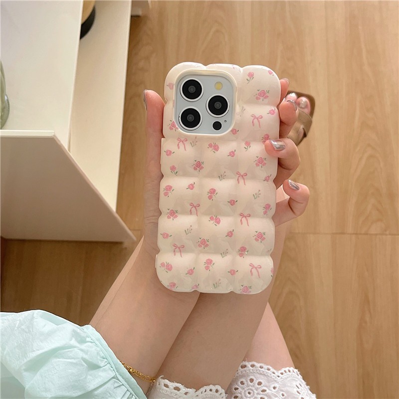 IPhone 17 16 Pro max 15 Pro max phồng trứng họa tiết hoa Vỏ điện thoại chất liệu TPU