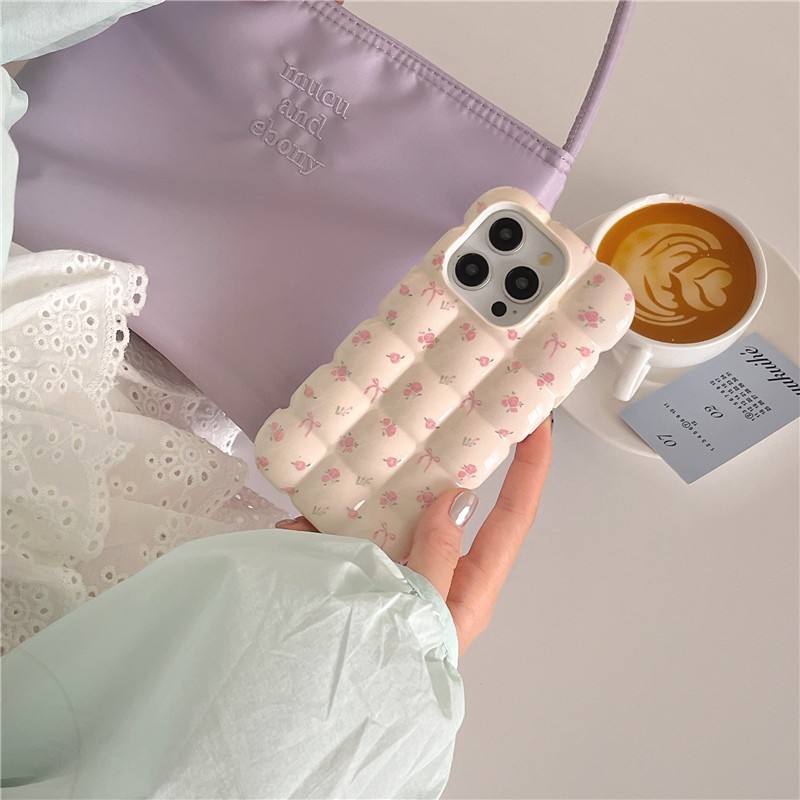 IPhone 17 16 Pro max 15 Pro max phồng trứng họa tiết hoa Vỏ điện thoại chất liệu TPU