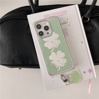 IPhone 17 16 Pro max 15 Pro Sliver edge Mirror Vỏ điện thoại chất liệu acrylic bốn lá