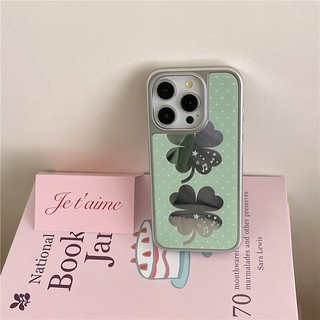 IPhone 17 16 Pro max 15 Pro Sliver edge Mirror Vỏ điện thoại chất liệu acrylic bốn lá