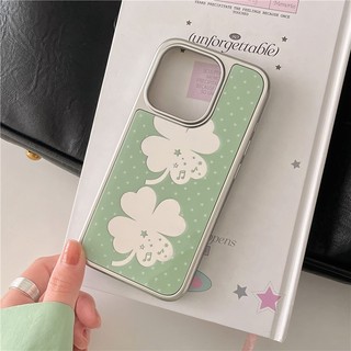 IPhone 17 16 Pro max 15 Pro Sliver edge Mirror Vỏ điện thoại chất liệu acrylic bốn lá