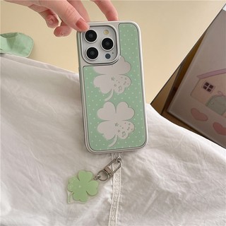 IPhone 17 16 Pro max 15 Pro Sliver edge Mirror Vỏ điện thoại chất liệu acrylic bốn lá