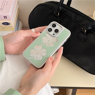 IPhone 17 16 Pro max 15 Pro Sliver edge Mirror Vỏ điện thoại chất liệu acrylic bốn lá