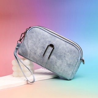Ví Nữ Túi Đeo Vai Dài Dung Tích Lớn Túi Ly Hợp 2026 Phong Cách Mới Thiết Kế Thời Trang Họa Tiết Denim Đôi Dây Kéo Ví Nhiều Thẻ Đựng Đồng Xu Pur