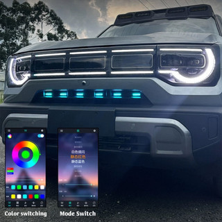 Đèn LED Lưới Tản Nhiệt Trước CHO TOYOTA FORTUNER Đèn Chạy Ban Ngày Bánh Xe Lông Mày Đèn 12V Trung Tâm Ô Tô Lưới Nhỏ Màu Vàng