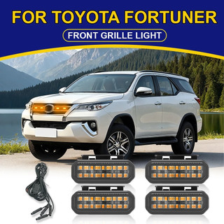Đèn LED Lưới Tản Nhiệt Trước CHO TOYOTA FORTUNER Đèn Chạy Ban Ngày Bánh Xe Lông Mày Đèn 12V Trung Tâm Ô Tô Lưới Nhỏ Màu Vàng