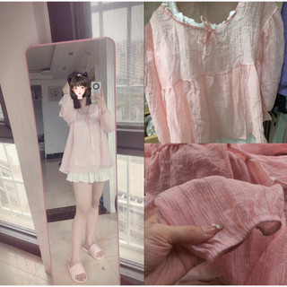[Áo len chống nắng phong cách Hàn Quốc Sweet Girl Must-Have] Áo sơ mi cỡ lớn nữ béo MM Áo dài tay cực dài 150kg Áo sơ mi chống nắng màu hồng phong cách nhẹ nhàng Áo sơ mi nữ mùa hè Slimmer Áo sơ mi bé tay phồng cỡ lớn Quần áo nữ