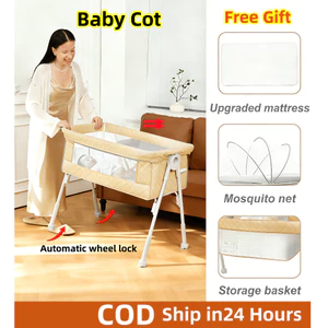 Cũi Có Thể Gập Lại Có Lưới Chống Muỗi Nôi Bé Cũi Bộ Nệm Giường Sơ Sinh Nối Giường Điều Chỉnh Chiều Cao